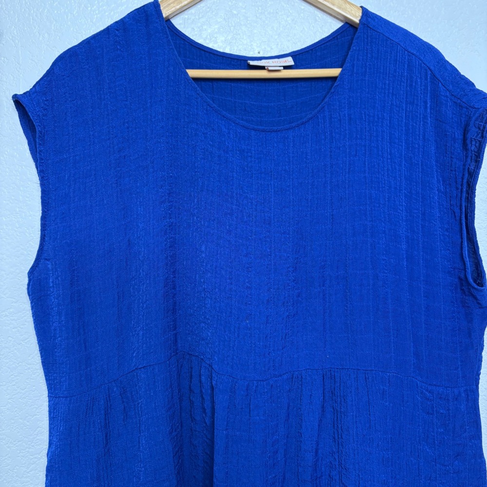 Knox Rose Royal Blue Crinkle Gauze Tiered Sleeveless Babydoll Mini Dress XL - Picture 3 of 7